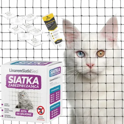 Produktbild von Linarem SiatkiSieci Katzen-Balkonnetz schwarz 8x3m Bohrenfrei Sicher