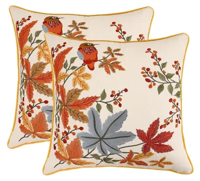 Immagine prodotto di Coperte per cuscini, 2 pezzi, ricamate con motivi di foglie d'acero autunnali, 45x45 cm, cotone e poliestere
