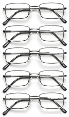 Productafbeelding van Leesbrillen, metalen frame, 5 paar, sterkte 2,50, met blauwlichtfilter, voor dames en heren