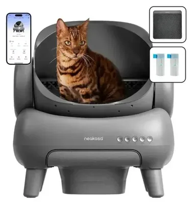 Produktbild von Katzenstreu Box, Selbstreinigend, Smart App Steuerung, Grau mit App
