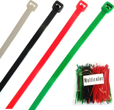 Produktbild von 50x Kabelbinder Set farbig 4,8x200mm schwarz weiß grün rot 20cm 50 Stück Pack