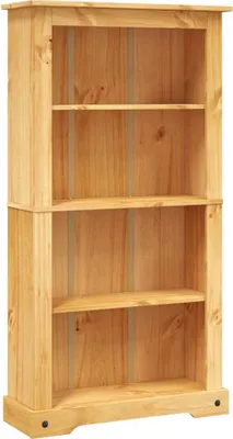 Obrázok produktu pre vidaXL Regál na knihy 4 priehradky Borovicové drevo v mexickom štýle 80x29x150 cm