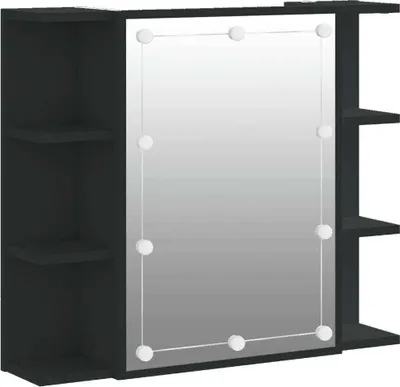 Image de Armoire à miroir avec LED noir 70x16,5x60 cm