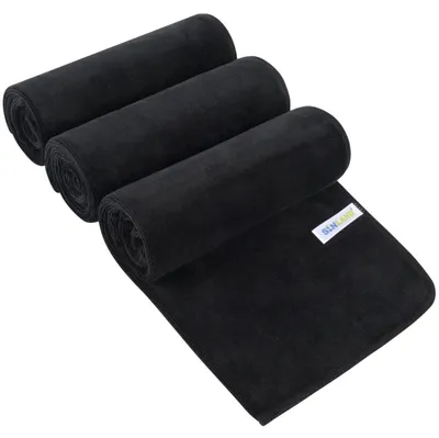 Produktbild von Mikrofaser Handtücher 3er Set 40x80cm Schwarz Schnelltrocknend