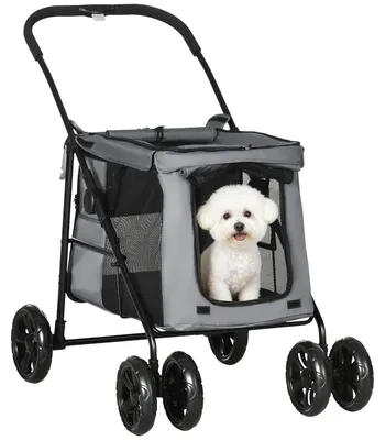 Productafbeelding van PawHut hondenwagen, hondenbuggy met kussen, inklapbare hondenbuggy, kattenbuggy