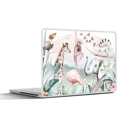 Produktbild von MuchoWow® Laptop Aufkleber Sticker Cover Dschungel - Tiere - Aquarell - Jungen - Mädchen - Kinder - Kinder 30x22 cm - Laptop-Sticker