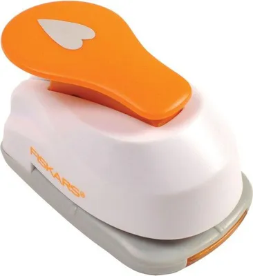 Obrázek produktu pro Pákový děrovač Fiskars srdce bílý/oranžový S