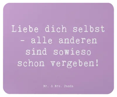 Produktbild von Mr. & Mrs. Panda Mousepad Spruch Selbstakzeptanz Liebe - Lavendeltraum - Geschenk, Wertschätzung, Gefühl, pc mauspad, persönliches Wachstum, Zitat, mausteppich, Mouse Pad