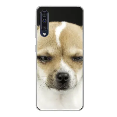 Produktbild von MuchoWow® Handyhülle Schutzhülle Hülle für Samsung Galaxy A50 Weinender Hund auf schwarzem Hintergrund Silikon Softcase Handy Hülle