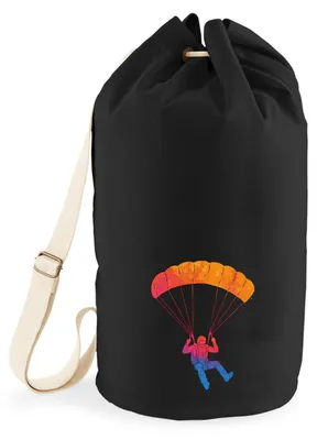 Produktbild von Huuraa Seesack Fallschirmspringen bunte Silhouette 20 Liter Black Baumwolle Rucksack Geschenkidee