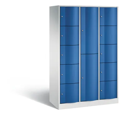 Produktbild von Großraum-Wertfachschrank mit Spezialtüren, 12 Abteile, BxTxH 1150x540x1950 mm, RAL 7035/5010
