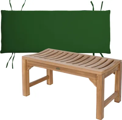Productafbeelding van Teakhouten bank Ferrara 90 cm Massief hout Weerbestendig + zitkussen Groen