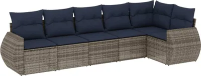 Image de vidaXL Ensemble de 6 canapés de jardin avec coussins, gris, polyrattan