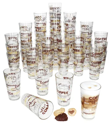Zdjęcie produktu dla 48 szklanek Candy do latte macchiato 380 ml z napisami, szklanki do kawy do układania w stosy