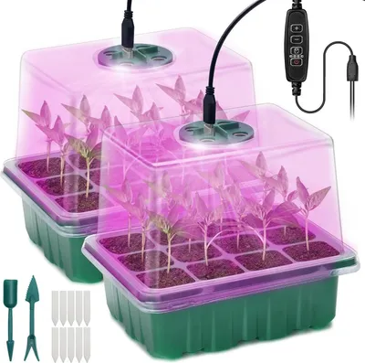 Zdjęcie produktu dla Mini zestaw propagatorów LED oświetlenie roślin taca na nasiona 2 szt