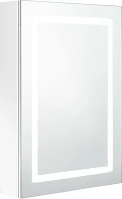 Obrázok produktu pre Kúpeľňová skrinka s LED a zrkadlom, lesklá biela 50x13x70 cm