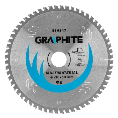 Zdjęcie produktu dla GRAPHITE Tarcza do pilarki, widiowa, 216 x 30 mm, 60 zębów, uniwersalna