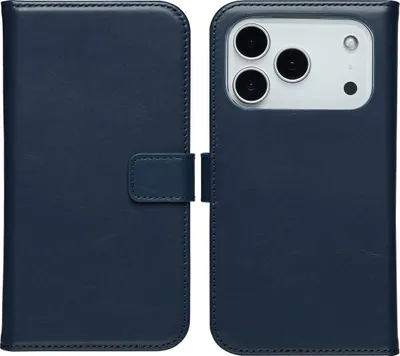 Image de Selencia Bibliothèque en cuir véritable pour l'Apple iPhone 17 Pro Max - Bleu