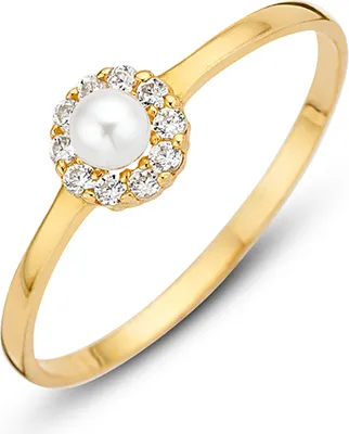 Produktbild von New Bling Goud 9NBG-0020-58 Dames Parel Zirkonia Entourage Ring - 3mm - Maat 58 - Goud