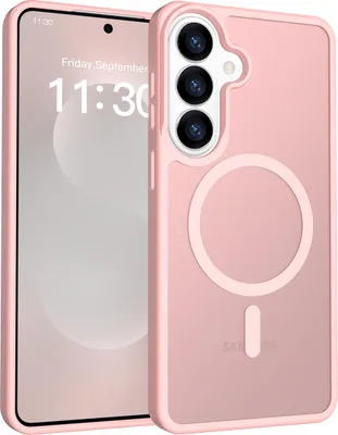 Image de Coque magnétique pour Samsung Galaxy S26+, compatible avec MagSafe, dos mat translucide, coque de protection antichoc rose