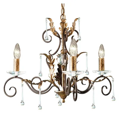 Zdjęcie produktu dla Żyrandol Amarilli brązowo-złoty 3xE14x60W metal wym:115x65x65cm IP20 Elstead
