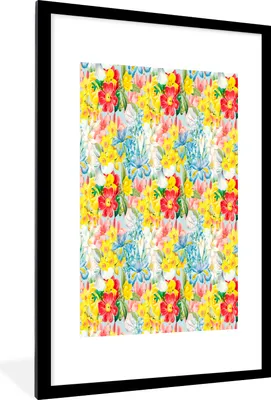 Produktbild von MuchoWow® MuchoWow® Gerahmtes Poster Blumen - Frühling - Collage 60x90 cm - Poster mit zchwarzem Bilderrahmen - Dekoration - Wandposter Wohnzimmer - Hochwertig