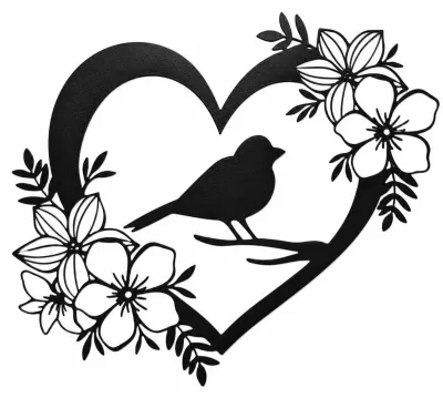 Produktbild von Solidchoice – Schwarze Metall-Vogel-Wanddekoration für den Außenbereich
