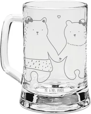 Produktbild von Mr. & Mrs. Panda Humpen Bär Freundin - Transparent - Geschenk, Seidel, Glaskrug Mit Gravur, Bierkrug, Teddy, Krug