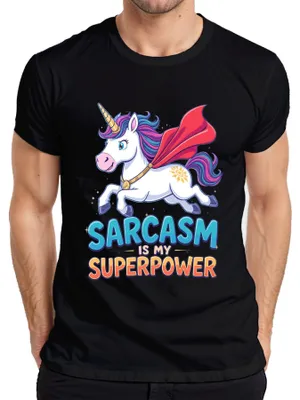 Productafbeelding van Sarcasme is mijn superkracht. Grappig cadeau voor kinderen, vrouwen, superhelden. Heren T-shirt, zwart, maat S