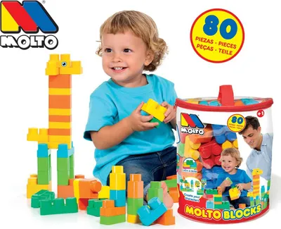 Produktbild von Molto 12461 - Toy Bag With 80 Toy Blocks, Red