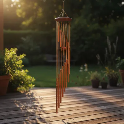 Produktbild von Windspiel, 89,9 cm, mit 18 Aluminiumlegierungsröhren, goldfarben, für Garten, Terrasse, Haus und Inneneinrichtung.
