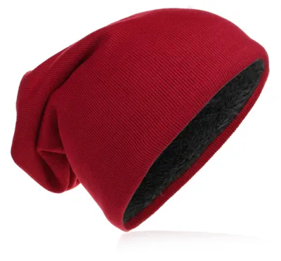 Produktbild von Strick Beanie Unifarbe Weinrot-L
