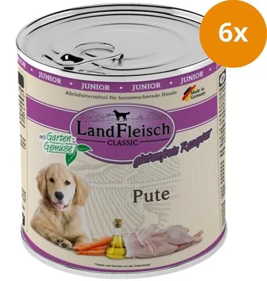 Produktbild von Landfleisch Dog Classic Junior Pute mit Gartengemüse - 800g