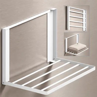 Produktbild von doporro Handtuchhalter ohne Bohren Handtuchhalter magnetisch selbstklebend und magnetisch Badetuchhalter Wand klappbar aus Metall Matt Weiß Folda-01