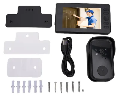 Produktbild von WiFi-Video-Türklingel mit 4,3-Zoll-Display, 1080P Weitwinkel-Fischaugenobjektiv, Kamera, Gegensprechanlage, HiFi-Mikrofon
