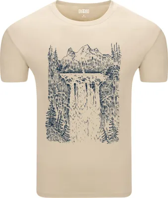 Produktbild von Diarbo Herren T-Shirt mit Landschaft Druck Wasserfall und Berge Beige Gr.M