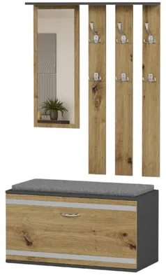 Produktbild von Garderobe - Anthrazit / Eiche Artisan - 85 x 39 x 157 cm - Modern V-2
