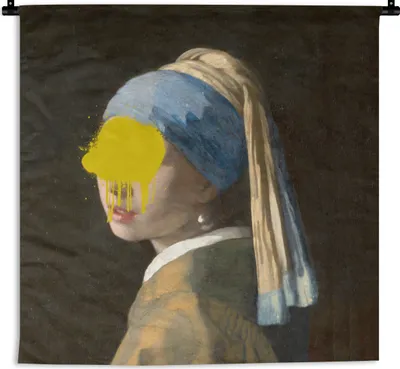 Produktbild von MuchoWow® Wandteppich Wandbehang Mädchen mit Perlenohrring - Vermeer - Kunst 150x150 cm Tapisserie Dekoration Wandtuch - Wohnaccessoires - Modernes