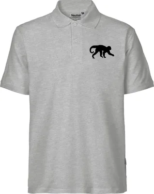 Produktbild von Huuraa Herren Polo Shirt Affe Silhouette L Sport Grey Bio Baumwolle Fairtrade Poloshirt Geschenkidee
