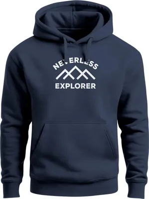 Produktbild von Hoodie Herren Explorer Kapuzensweatshirt mit Bergmotiv und Typografie Print Outdoor Streetwear Neverless®