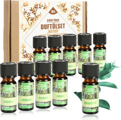 Produktbild von com-four® 10x duftende Öle im Set - Raumduft Natur - Duftöl für Aroma-Diffusoren, Lufterfrischer, Wasser-Verdampfer, Luft-Befeuchter