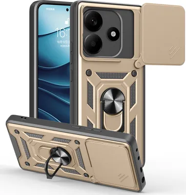 Produktbild von Hülle für Xiaomi Redmi Note 14 5G Magnetische Ring Ständer Halter Dia Kameraschutz TPU Bumper Silikon Schutzhülle Gold