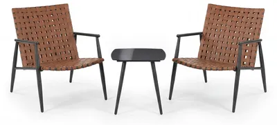Produktbild von home24 Balkonset - 3-teilig - Stahl / Polyrattan - Braun