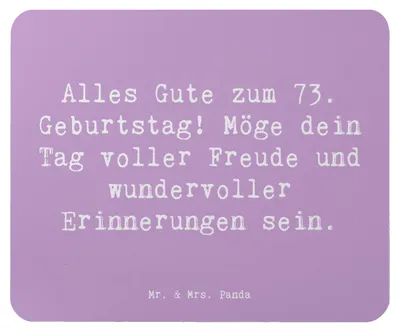 Produktbild von Mr. & Mrs. Panda Mouse Pad Spruch 73. Geburtstag Freude - Lavendeltraum - Geschenk, Alter, Augenblick genießen, mausteppich, besondere Momente, Happy Birthday, Geschenke