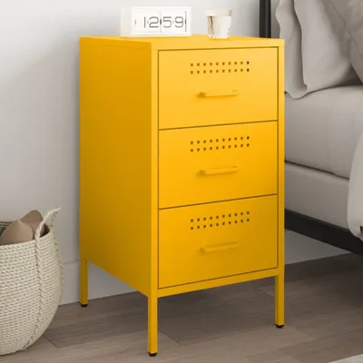 Obrázek produktu pro vidaXL Noční stolek hořčicově žlutý 36x39x68 cm ocelový