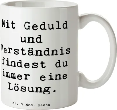 Produktbild von Mr. & Mrs. Panda Henkelpott Spruch Konflikte friedlich lösen - Weiß - Geschenk, Trost, Becher, Konfliktlösung, Tasse, Teetasse, Vertrauem, Lösungsansätze, Inspiration