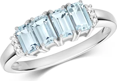 Produktbild von Funkelndes Feuer Stylischer 9 Karat (375) Weißgold Diamant Damenring Brillant-Schliff H - PK mit Aquamarin, 58 (18.5); TRS35644RSQ
