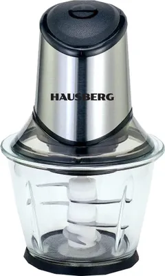 Image de HAUSBERG HB-4507IN Broyeur électrique, 400-500W, 1 vitesse, 1,2 litre, bol en verre, 6 couteaux avec lames en acier inoxydable, argenté