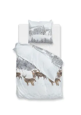 Produktbild von ZO!Home Cervo Bettwäsche 155 White Bettwäsche 1 x Bettbezug 155x220 + 1 x Kopfkissenbezug 80x80 White Fauna weiß