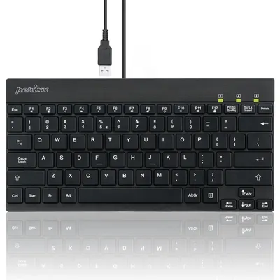 Image de Clavier filaire mini profil bas - 27,6 x 13,8 cm - touches multimédia - USB